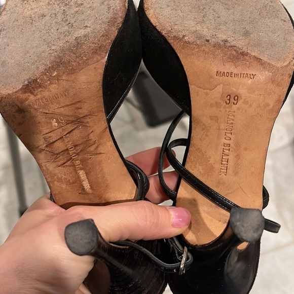 MANOLO Blahnik 39 strappy suede mules stilettos pointy toe high heels - Picture 12 of 12